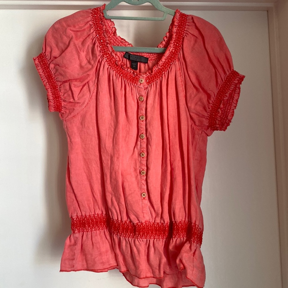 Nine West XL top with bead details and faux button front